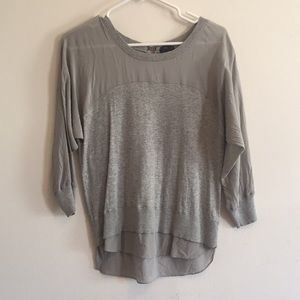 Mixed material crew neck sweater